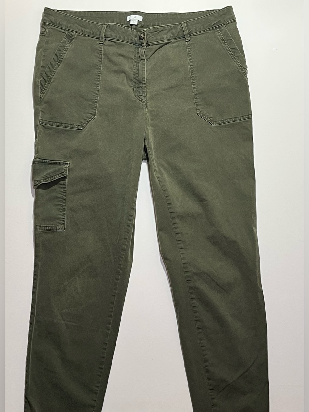J Jill Cargo Twill Gorpcore Tapered Stretch Pants, Size 18 Tall, (38x30) Green